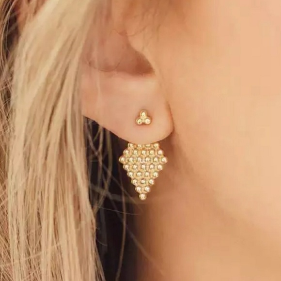 everrealli Jewelry - Gold Tone Honeycomb Jacket Stud Earrings ear ring